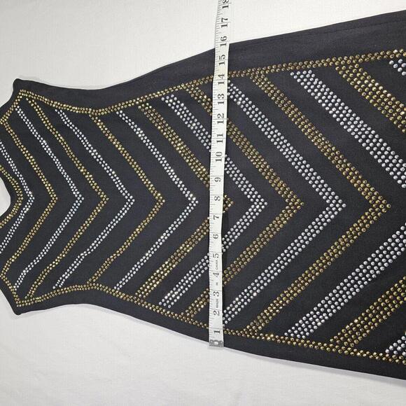 Carmen Marc Valvo Black and Gold Sequin Dress Size Small - Picture 4 of 12